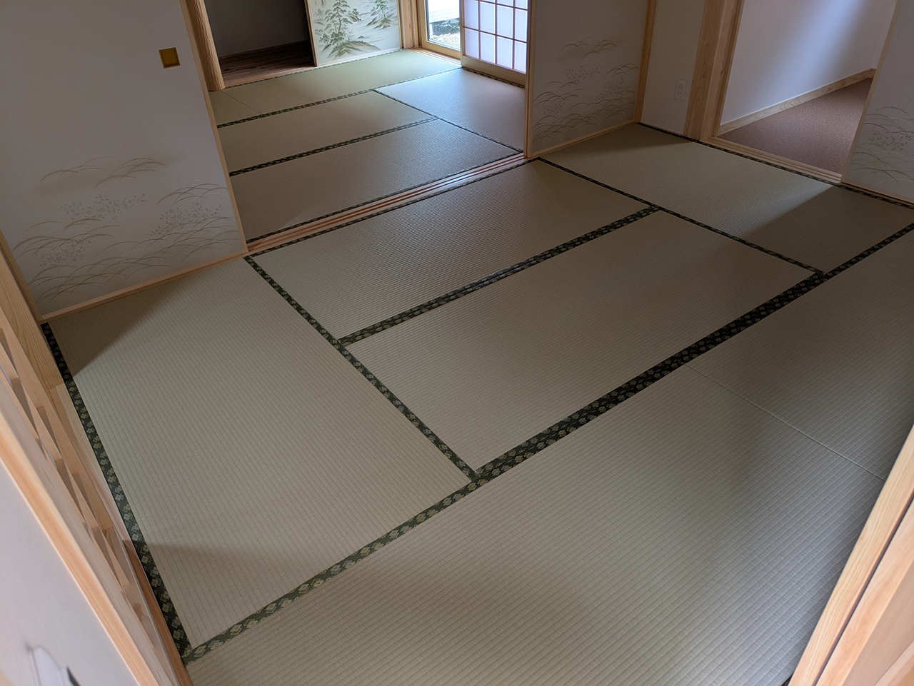 ダイケン和紙表「銀白１００Ａ（若草色）」縁有り新畳